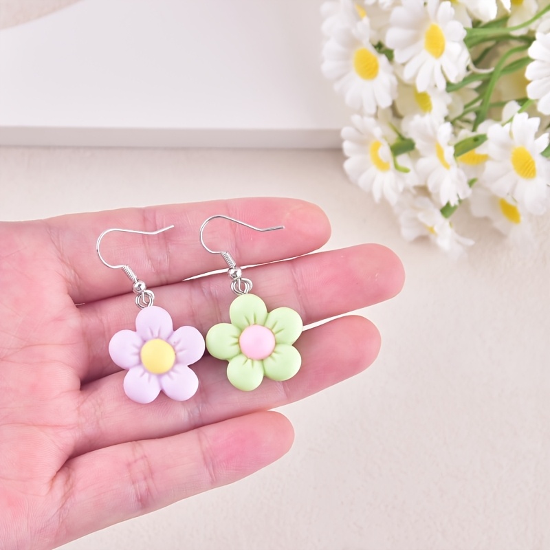 Colorful Small Tree Resin Fashion Drop Earrings